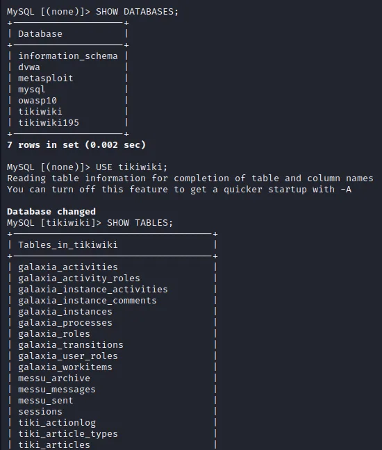 Illustration 6 — Hacker une base de donnée de type MYSQL avec Metasploit - Attaque bruteforce sur Metasploitable