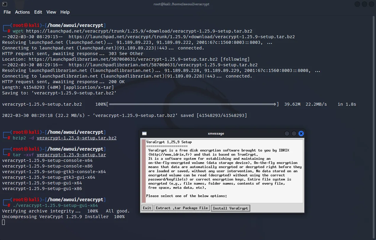 Illustration 1 — Comment chiffrer des données avec VeraCrypt sous Linux