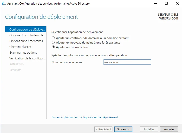 Illustration 17 — Installation d'un contrôleur de domaine avec Windows Server 2022, 2019, 2016 et 2012