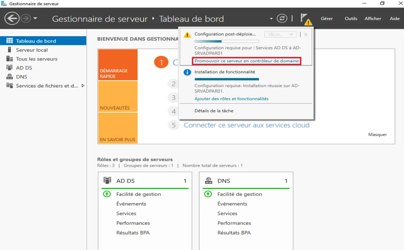 Illustration 16 — Installation d'un contrôleur de domaine avec Windows Server 2022, 2019, 2016 et 2012