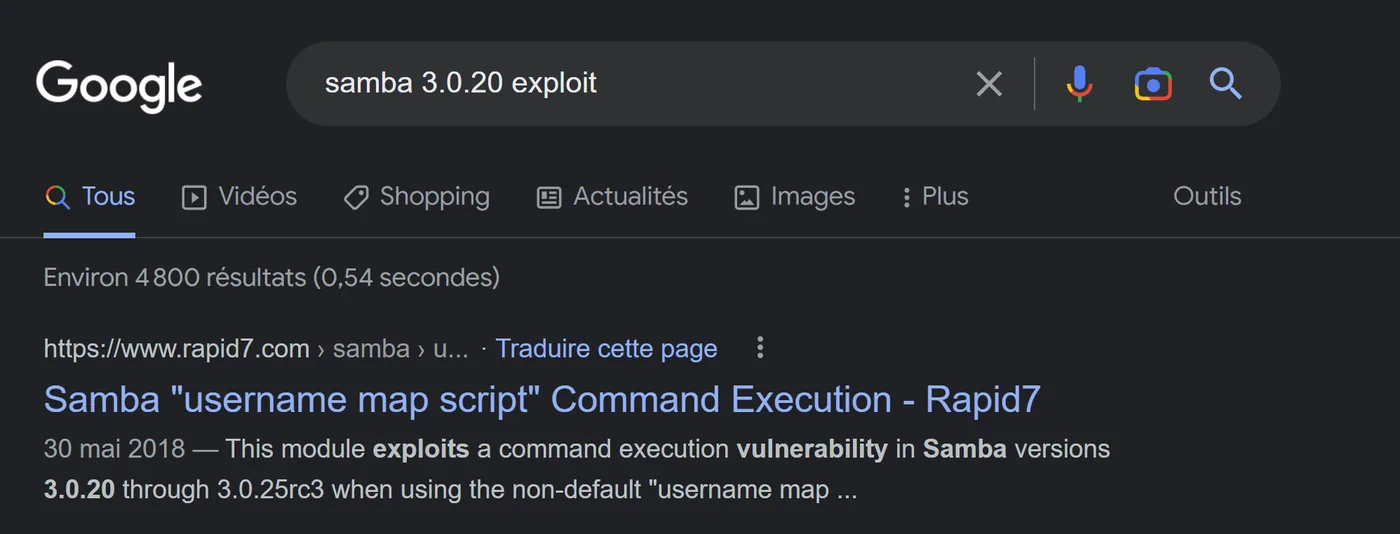 Illustration 5 — Hacker un serveur Samba avec metasploit - Exploit sur Metasploitable