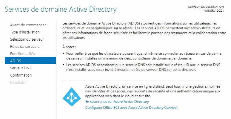 Illustration 12 — Installation d'un contrôleur de domaine avec Windows Server 2022, 2019, 2016 et 2012