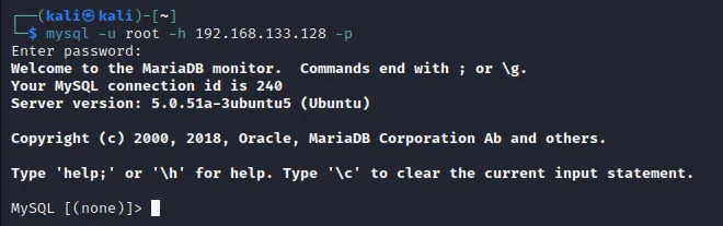Illustration 5 — Hacker une base de donnée de type MYSQL avec Metasploit - Attaque bruteforce sur Metasploitable