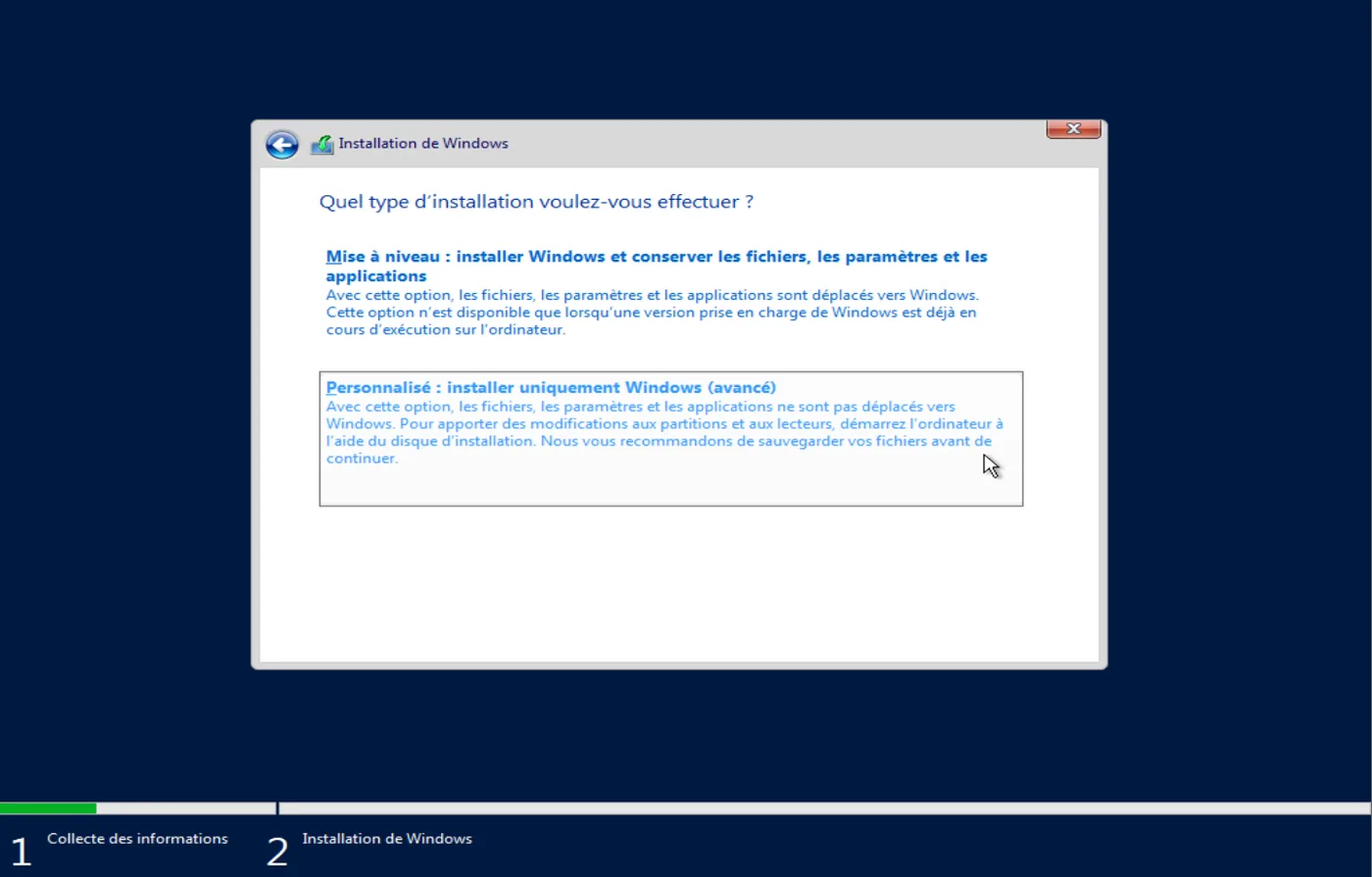 Illustration 5 — Guide pour l'installation d'un Windows Server 2022, 2019, 2016, 2012 ou 2008.