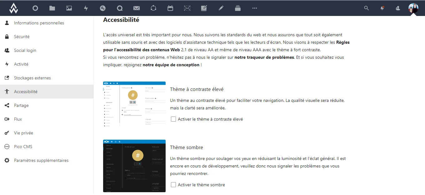 Illustration 3 — Découvrez le thème sombre sur votre Cloud
