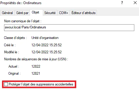 Illustration 5 — Comment désactiver la protection contre la suppression accidentelle ?