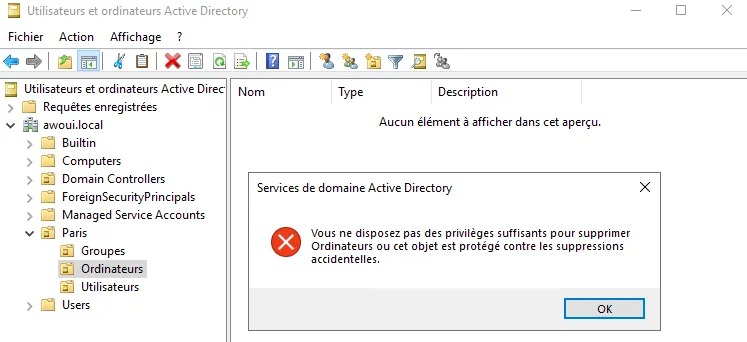 Illustration 1 — Comment désactiver la protection contre la suppression accidentelle ?